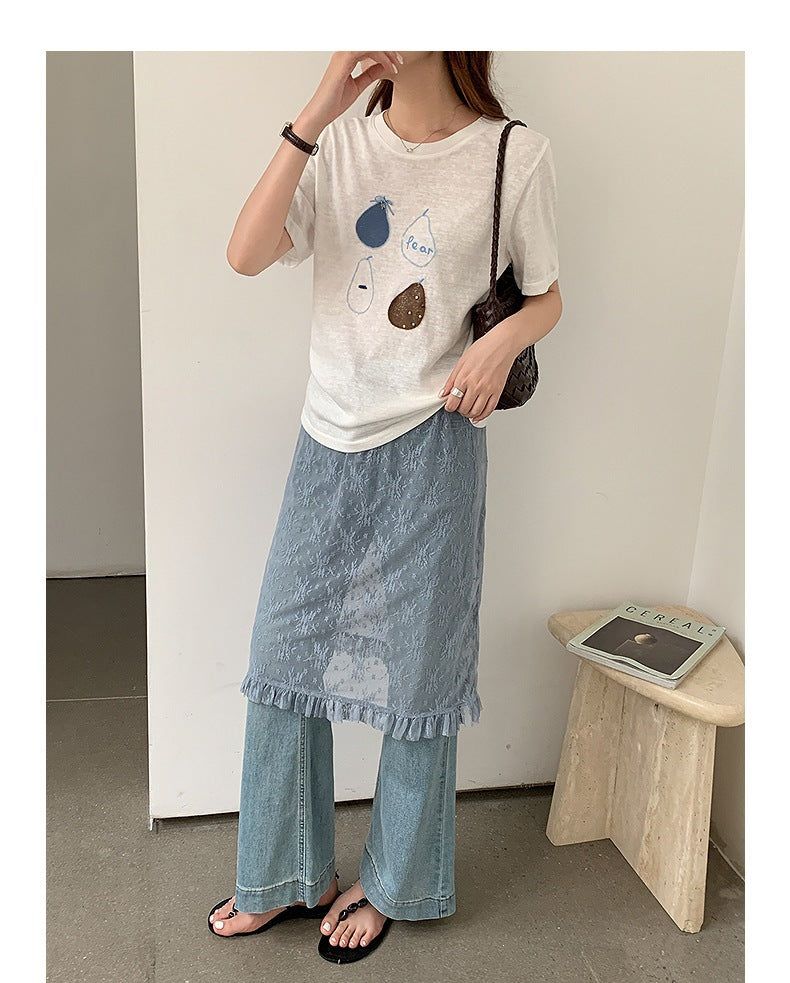 Cute Pear Art Crew Neck T-Shirt