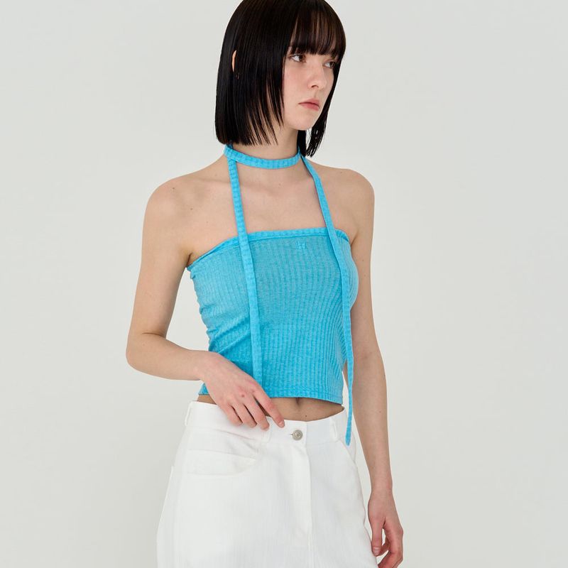 LOGO STRIPE STRAP TUBE TOP (BLUE)