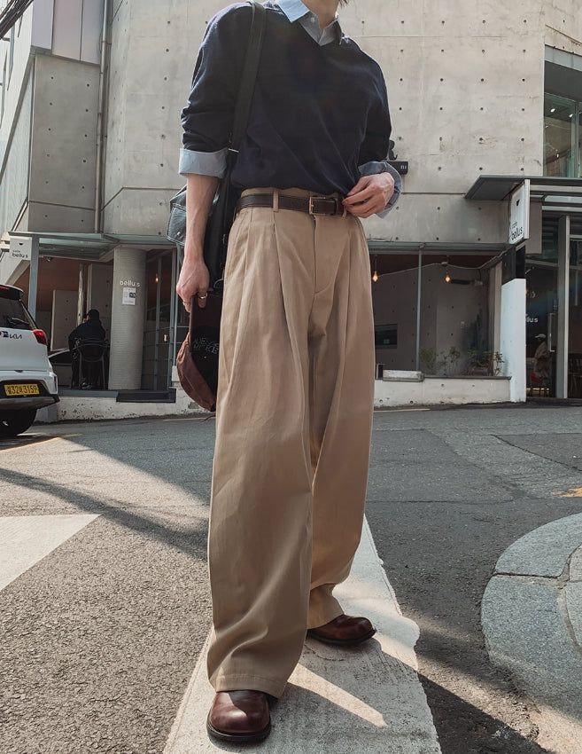 Merries Pintuck Banding Wide Pants