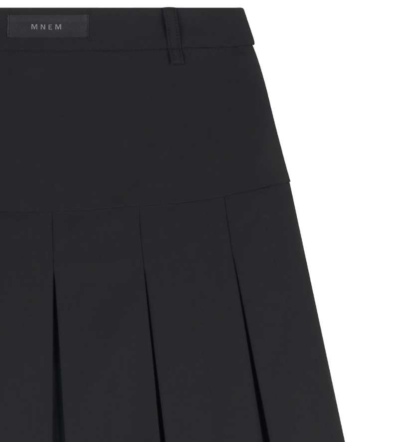 [mnem] loop pleated midi skirt (black)
