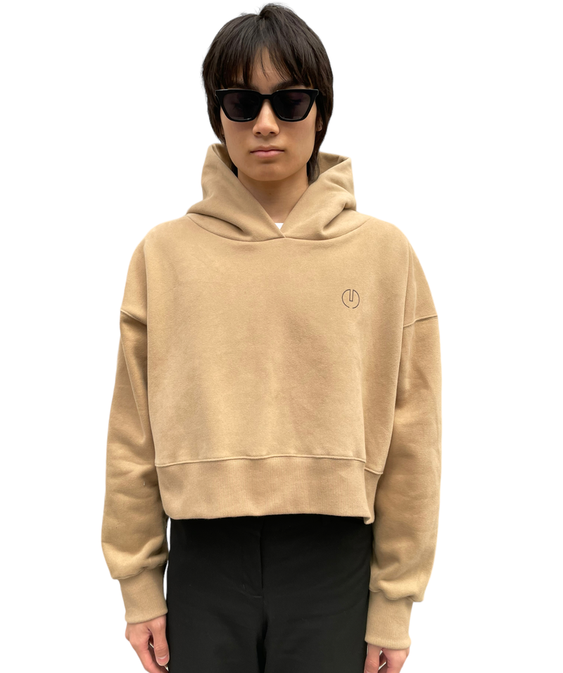 プリントクロップドフーディ / Print Cropped Hoodie-BEIGE