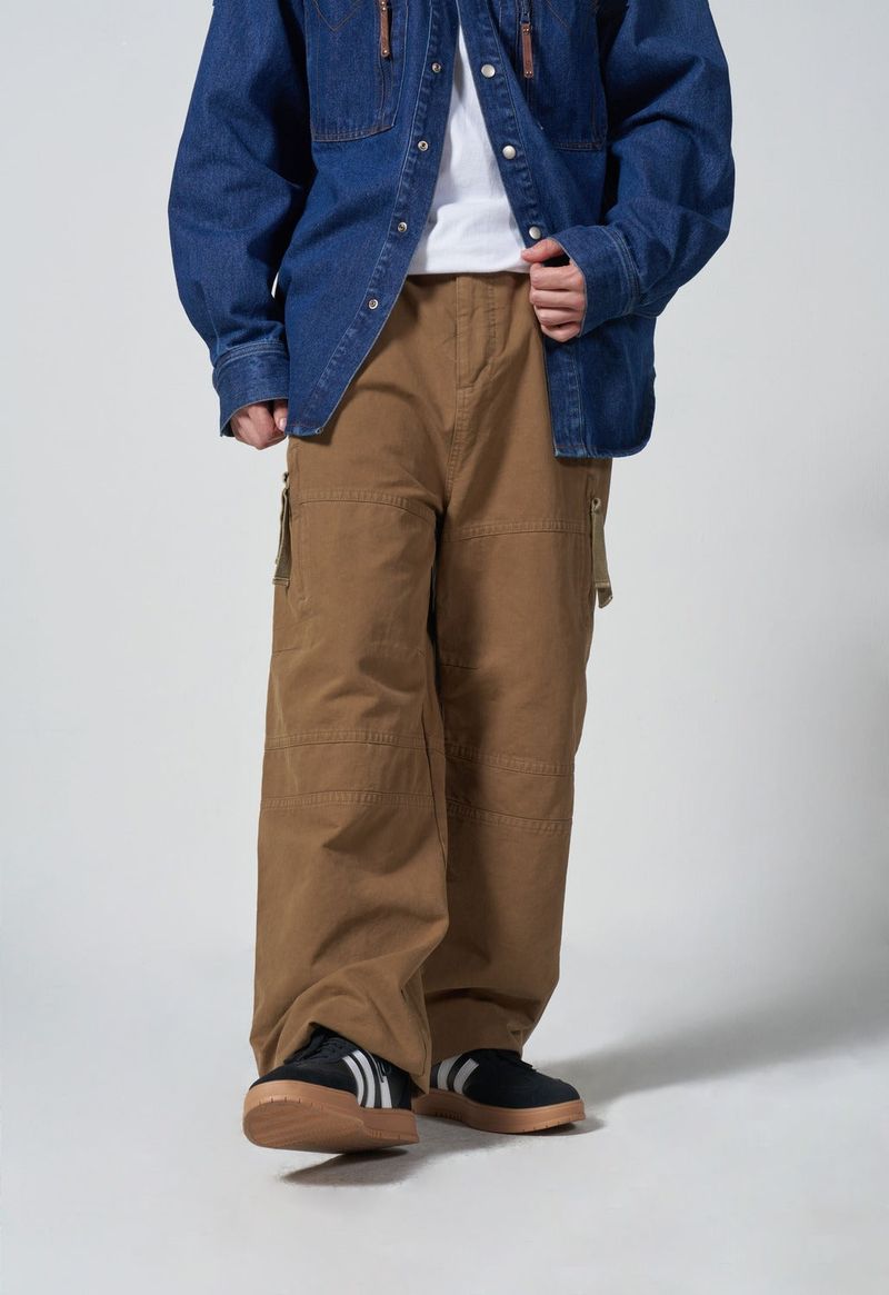 VINTAGE WASHED TAIL POCKET PANTS - BEIGE