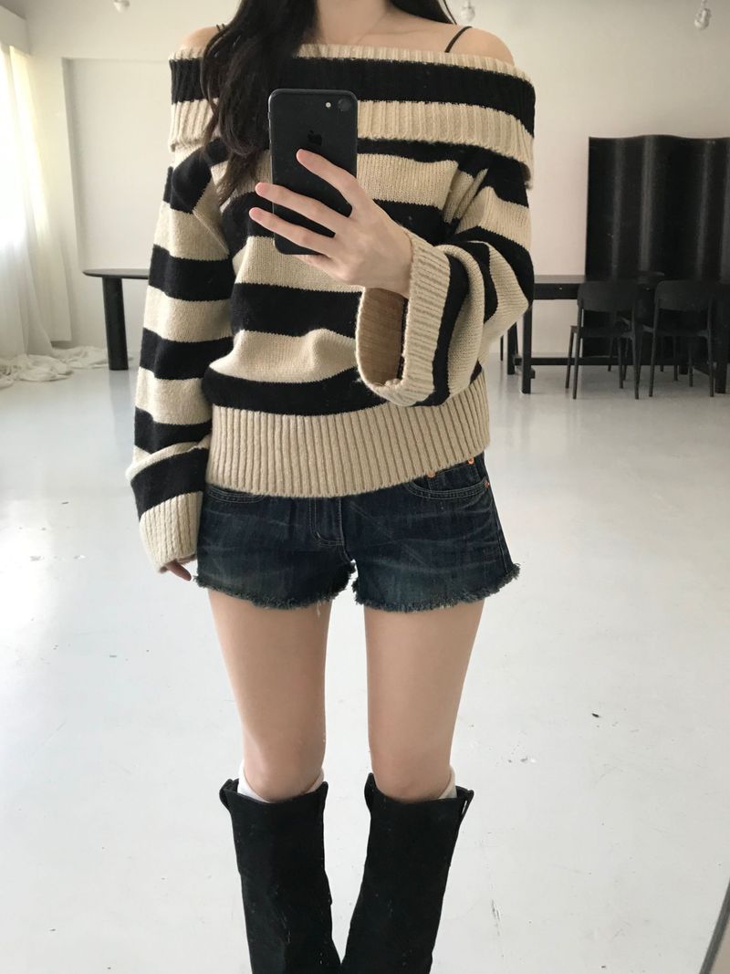 Tommy Stripe Off Knit (2 colors)