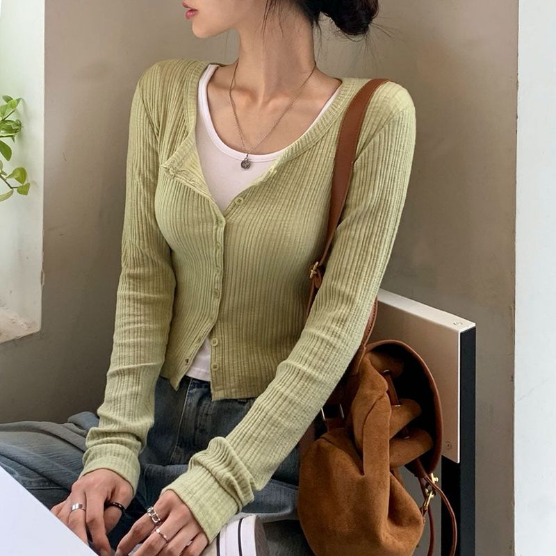 [BELLIDE MADE] Round Rib Slim Fit Cardigan