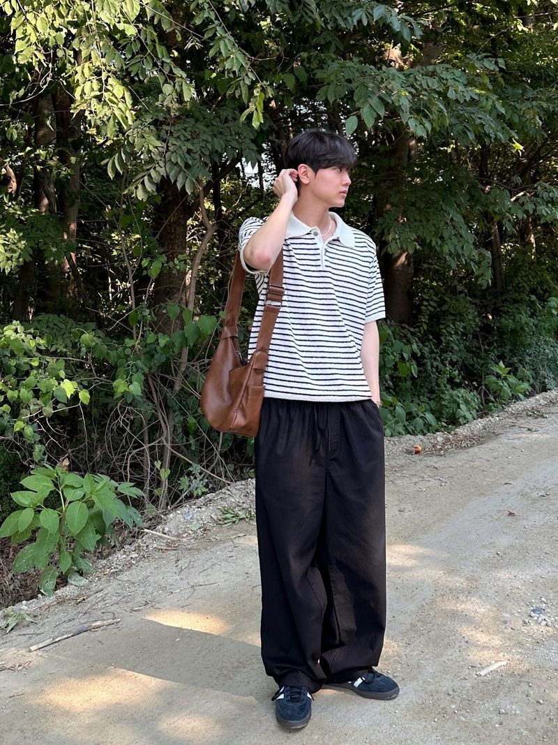 [Premium] Dail boucle stripe collar knit