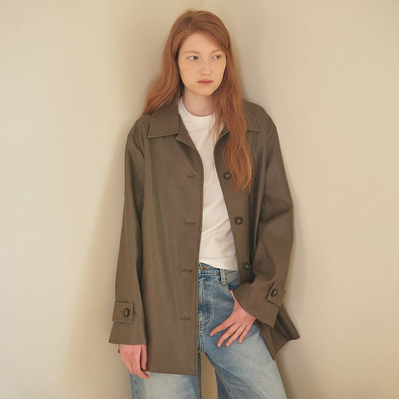 CORCA（コルカ）の「Leather Half Coat Brown（Jackets/Outerwear）」