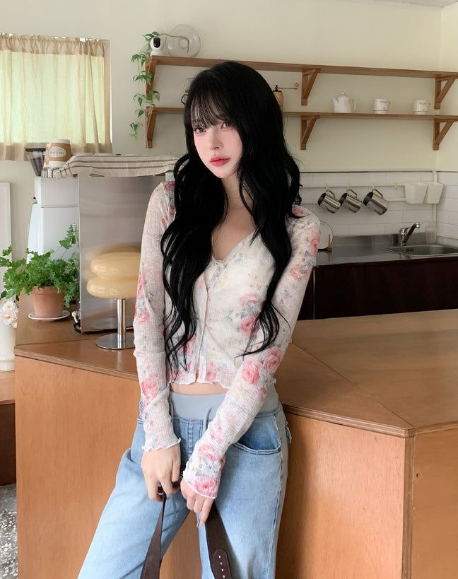 Haze Flower Ruffle Cardigan