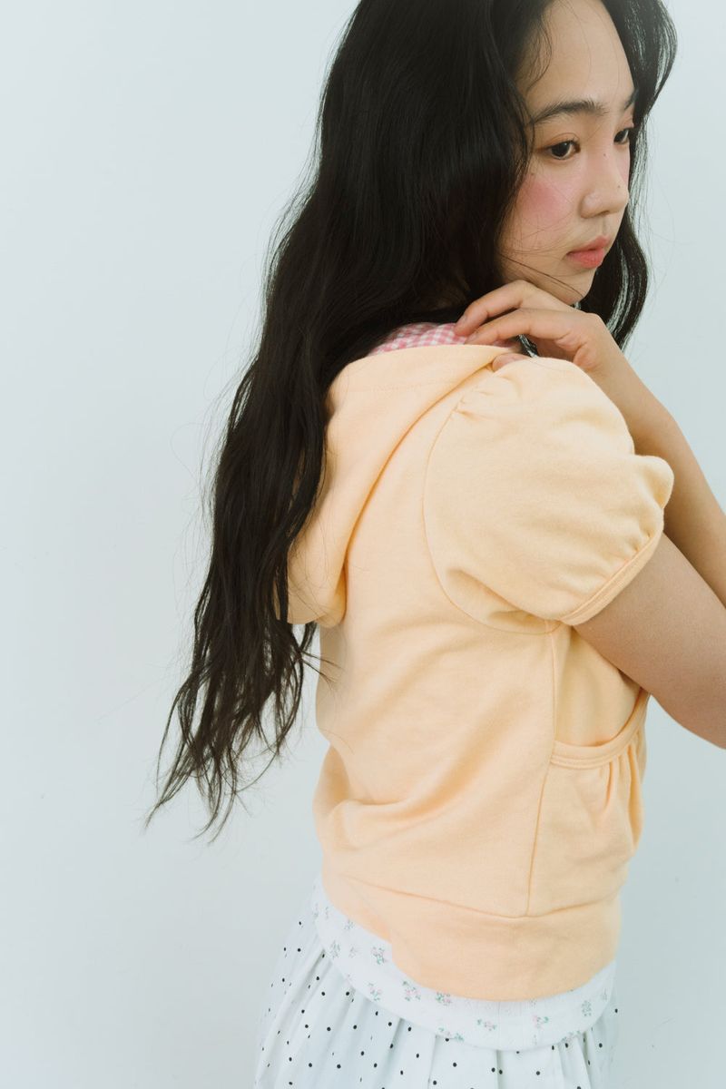 PURRING CHECK PATCH HOODIE 