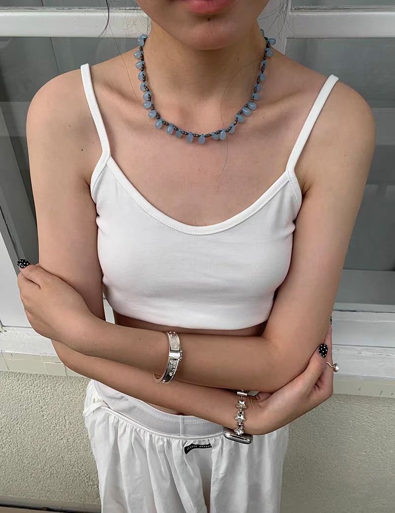 Blue summer drop beads necklace