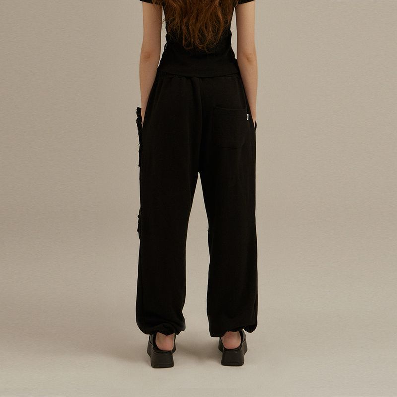 Destroyed Denim Sweatpants_Black