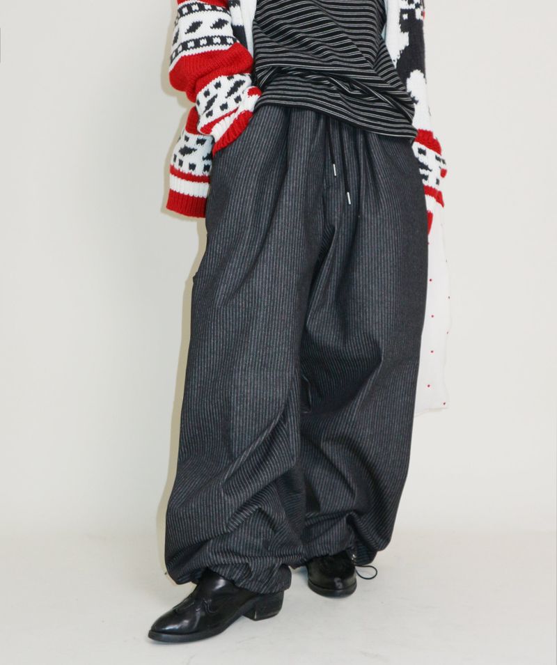 Terry Stripe Banding Carpenter Wide Denim Pants (for all four seasons)