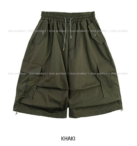 Bulky Pintuck Cargo Bermuda Pants
