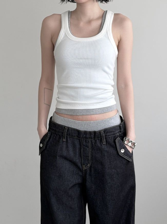 Rimb Minimal Ribbed Sleeveless Top