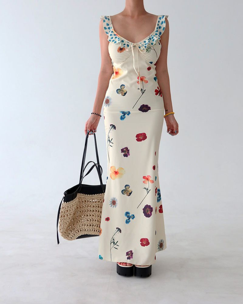 May Flower Slim Maxi Long Dress