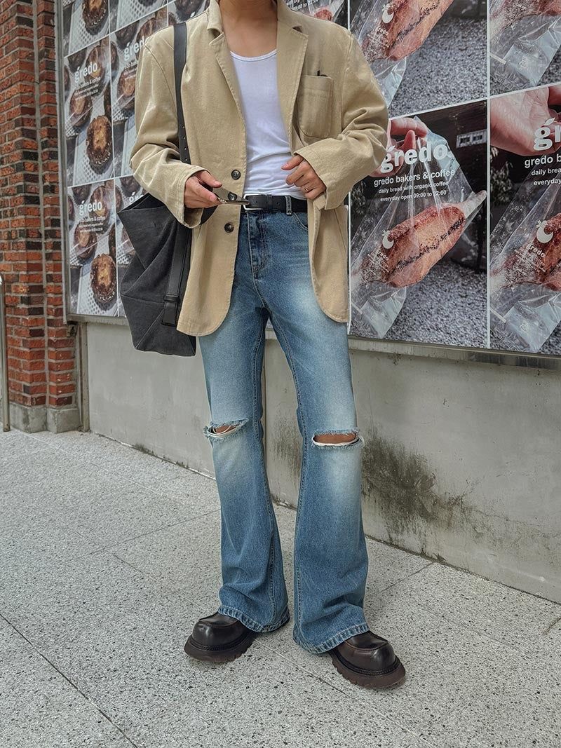 ASCLO(エジュクロ)の「ASCLO Knee Des Bootcut Denim Pants(Pants)」