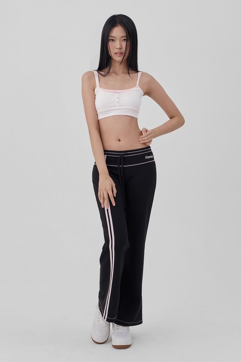Bella pink line track pants, Black
