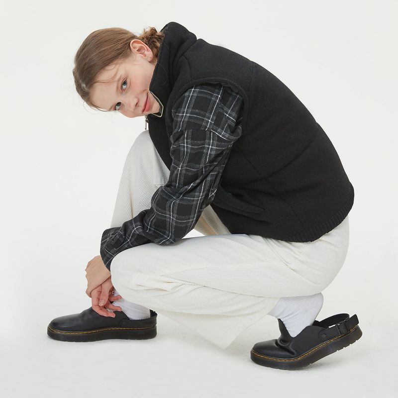 WARM PUFFER KNIT PADDING VEST_BLACK