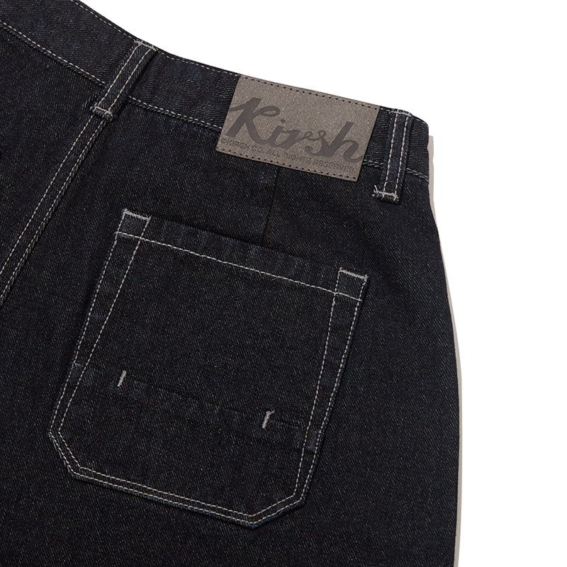 CONTROL WAIST DENIM BERMUDA WIDE PANTS [DARK NAVY]