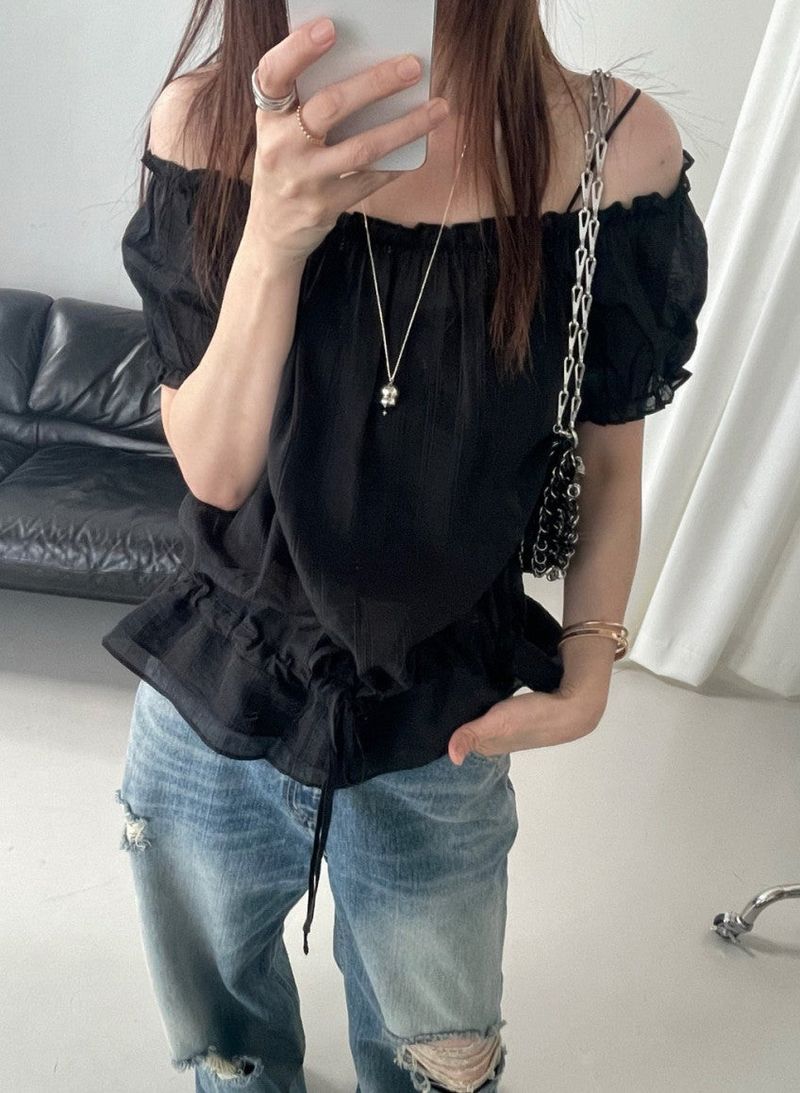 Powder Off-Shoulder Blouse (3 colors)