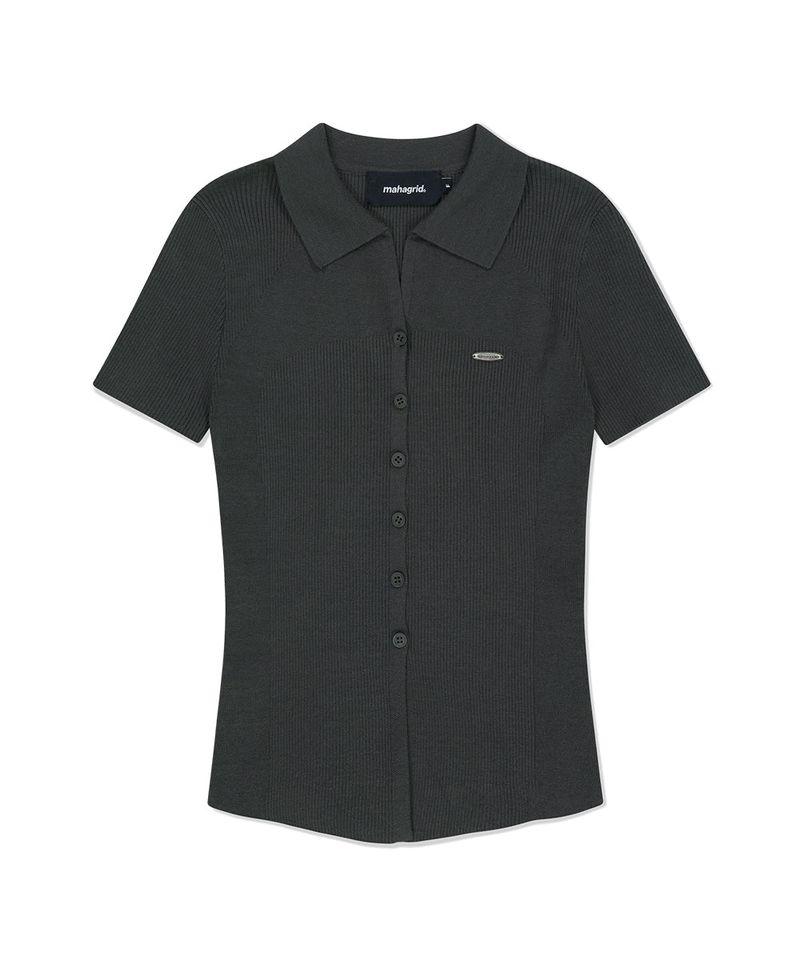 BUTTON-UP COLLAR KNIT