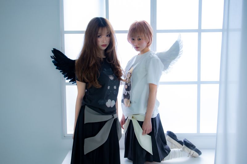 big ribbon skirt(black×grey)