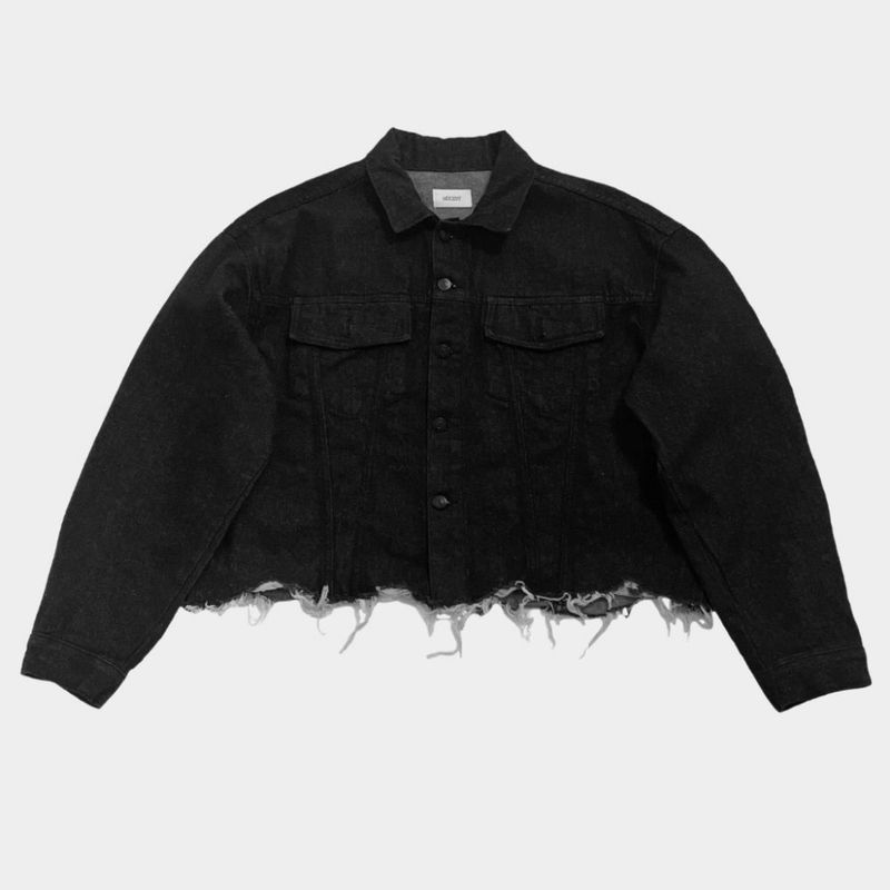 CROP DAMAGE DENIM JACKET
