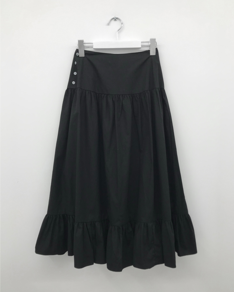 Liang button frill long skirt (4color)