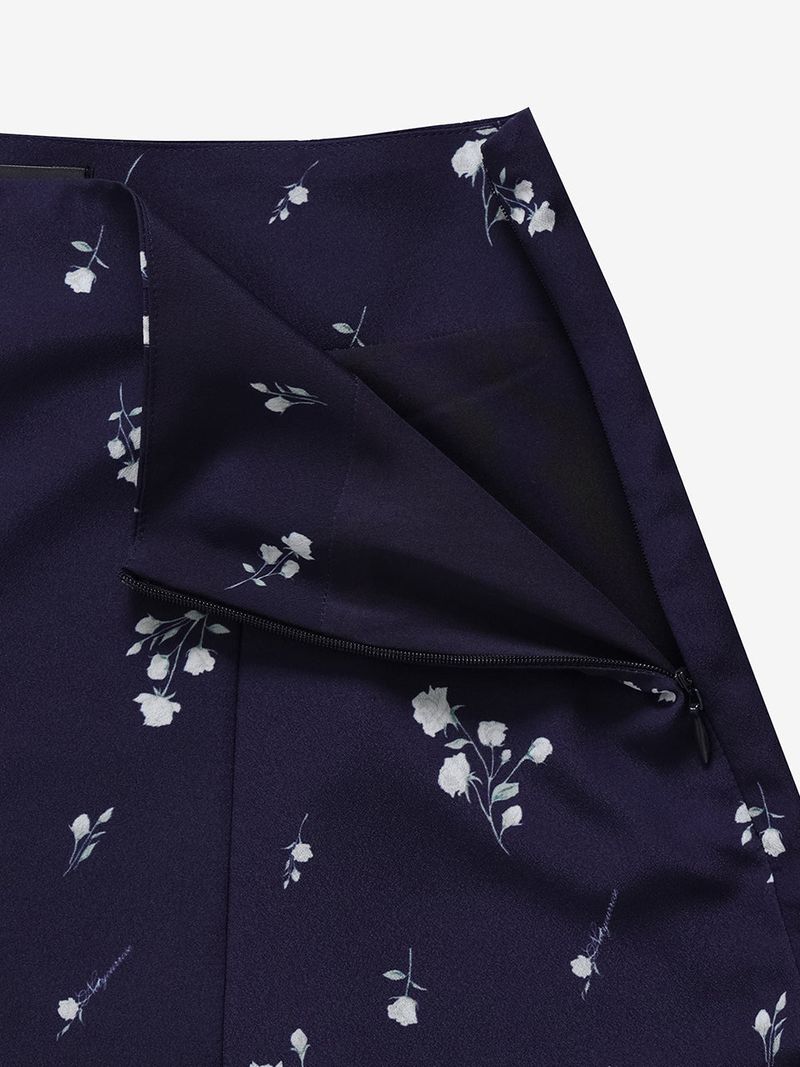 Floral flare skirt (Navy)