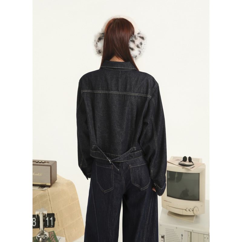 Retro Tie-back Denim Jacket
