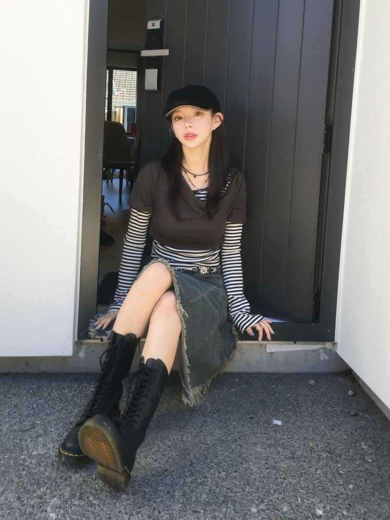 Fray Vintage Denim Skirt (1c)