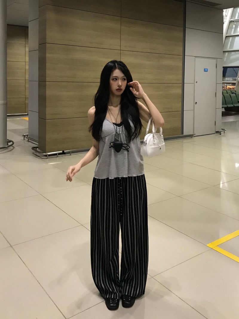 Sunday Home Stripe Lounge Button Wide Pants