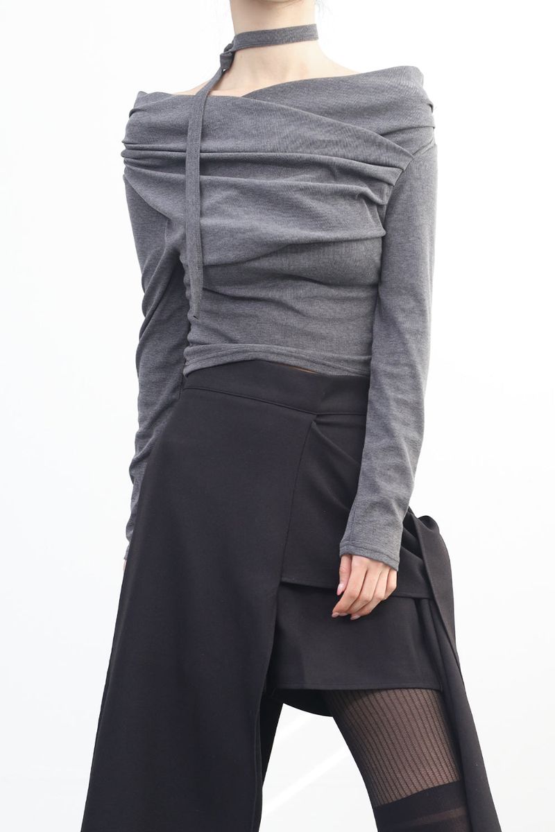 NONCODE（ノンコード）の「Jisen shirring off-shoulder t-shirt（Tops）」