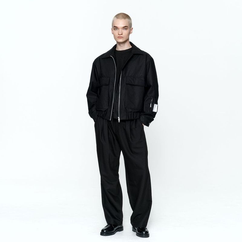 Two Pleats Wide Pants Black
