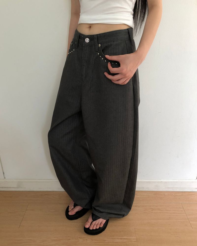 Okid Herringbone Wide Pants