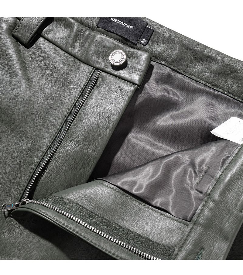LAMSKIN CURVED LINE PANTS