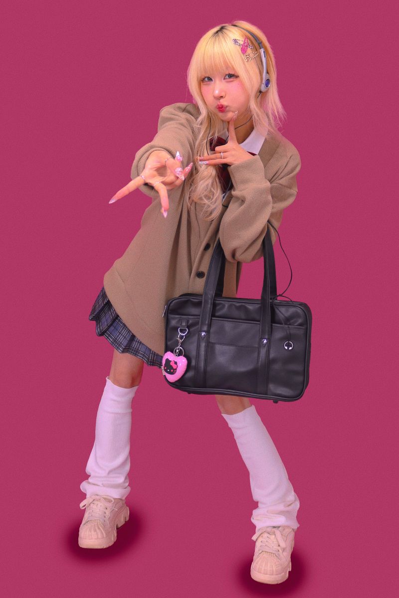 leather square school bag