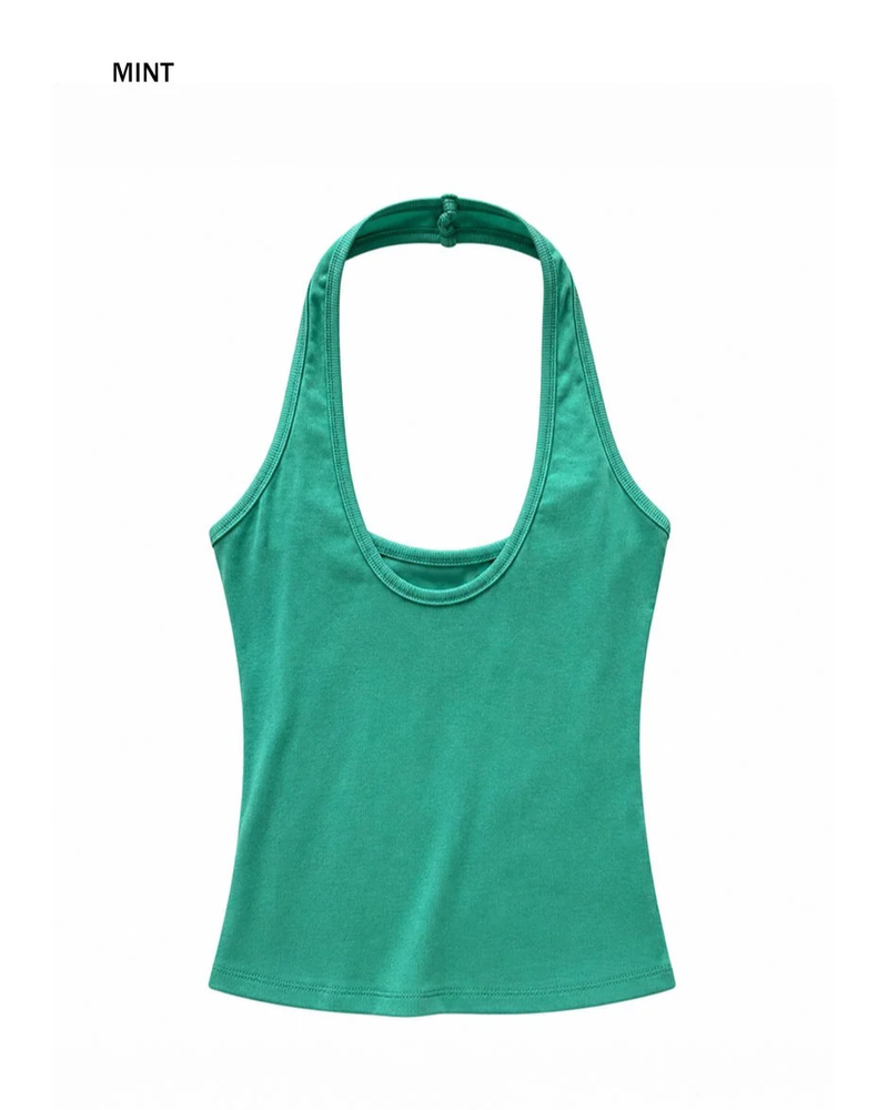 DEEP HALTER TOP (4COLORS!)