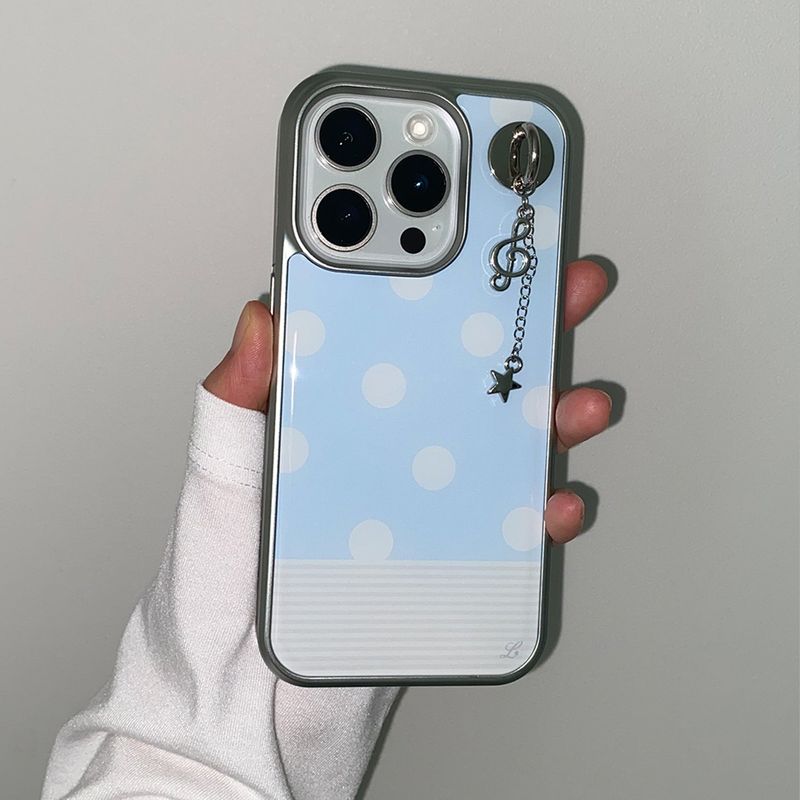 [MADE] BERRY DOT PHONE CASE BLUE (epoxy silver bumper)