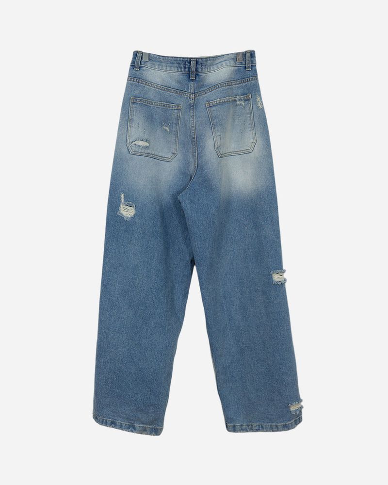 Destroyed brush denim pants