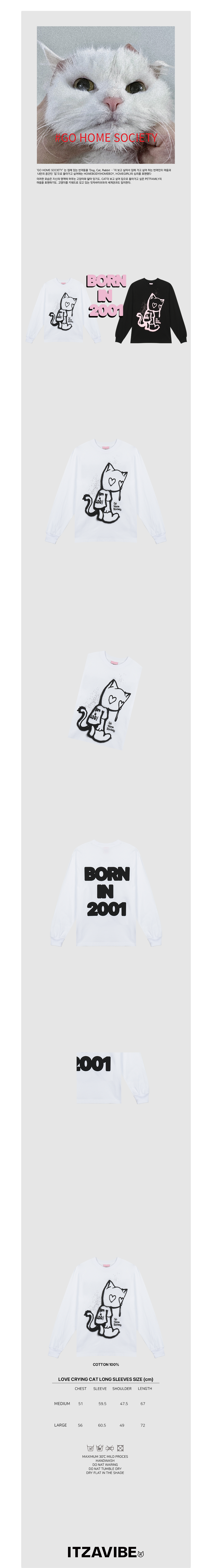 LOVE CRYING CAT LONG SLEEVE - WHITE