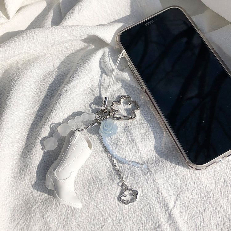 Cloudy White Boots Pendant Keyring Charm