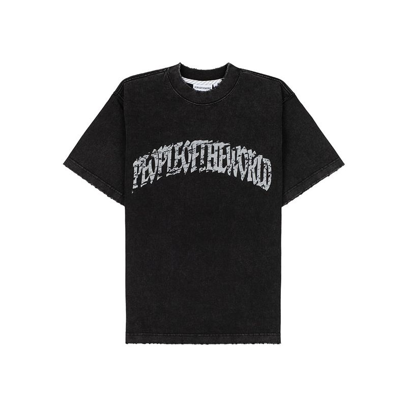 ash-washed logo T-shirt (BLACK)