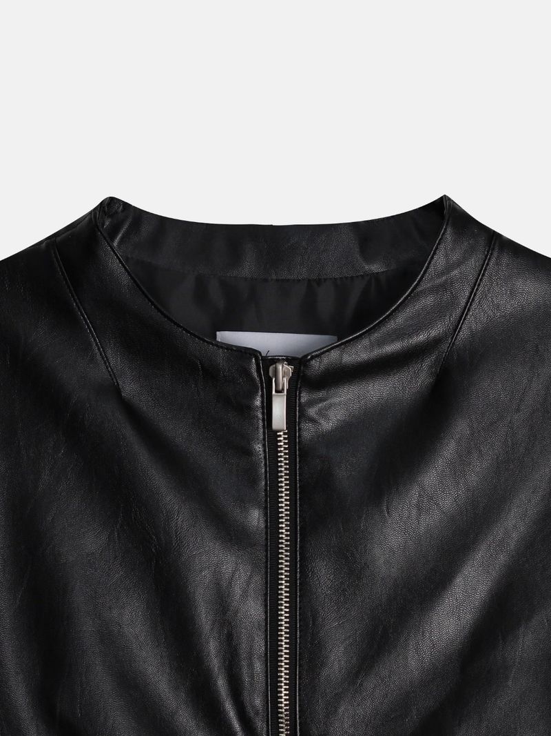 El Collarless Leather Jacket