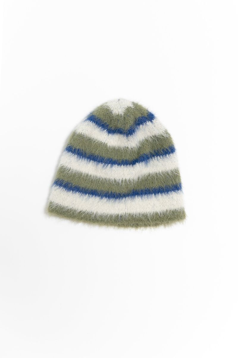 fluffy stripe color beanie(4colors)