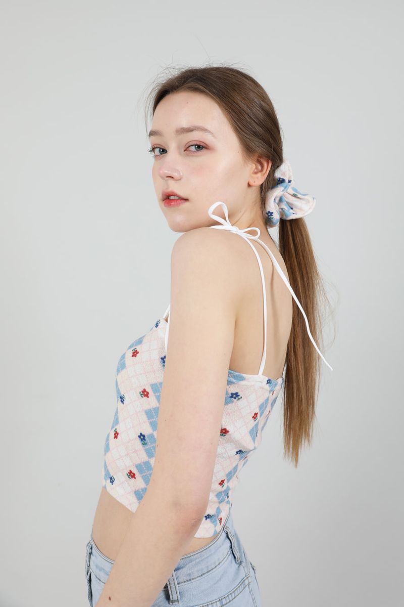 SET Highteen Sleeveless Crop Top Scrunchie Blue