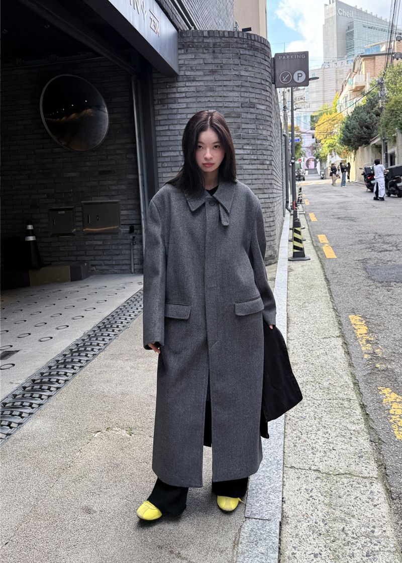 WOOL HIGHNECK LONG COAT