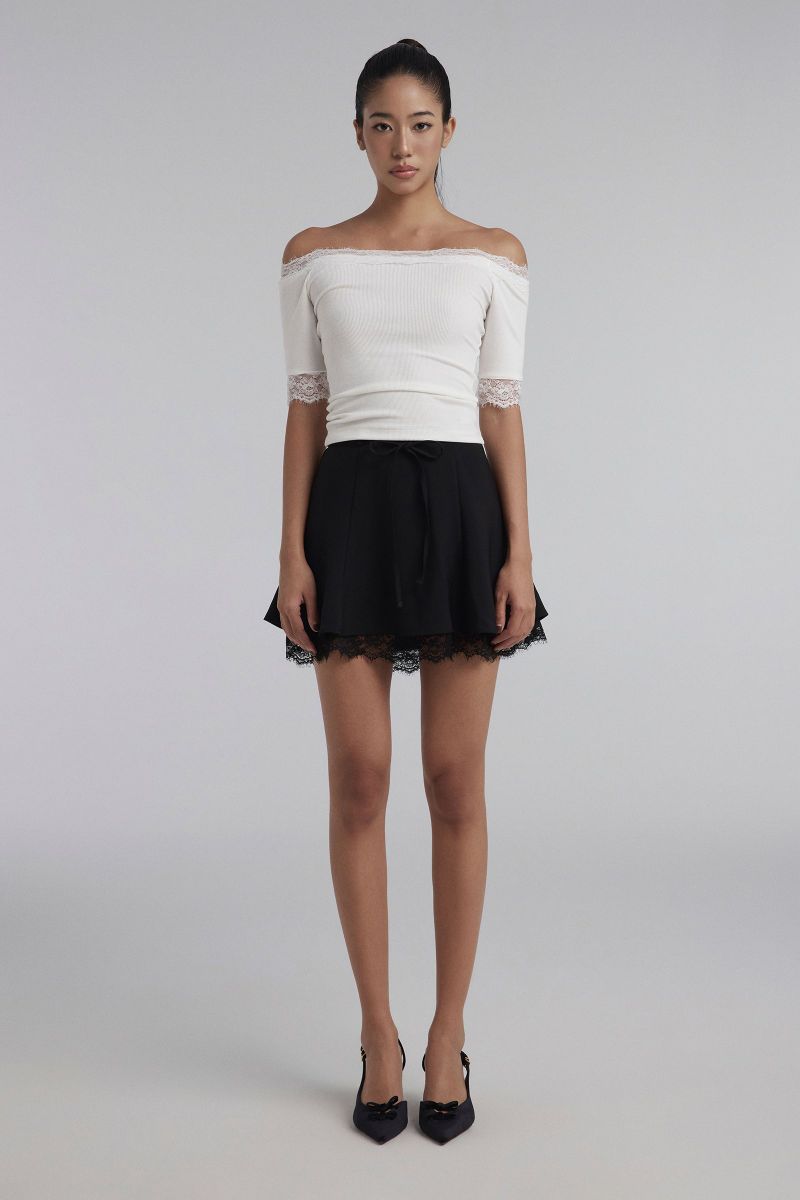 Cream donuts Off-Shoulder Top, White