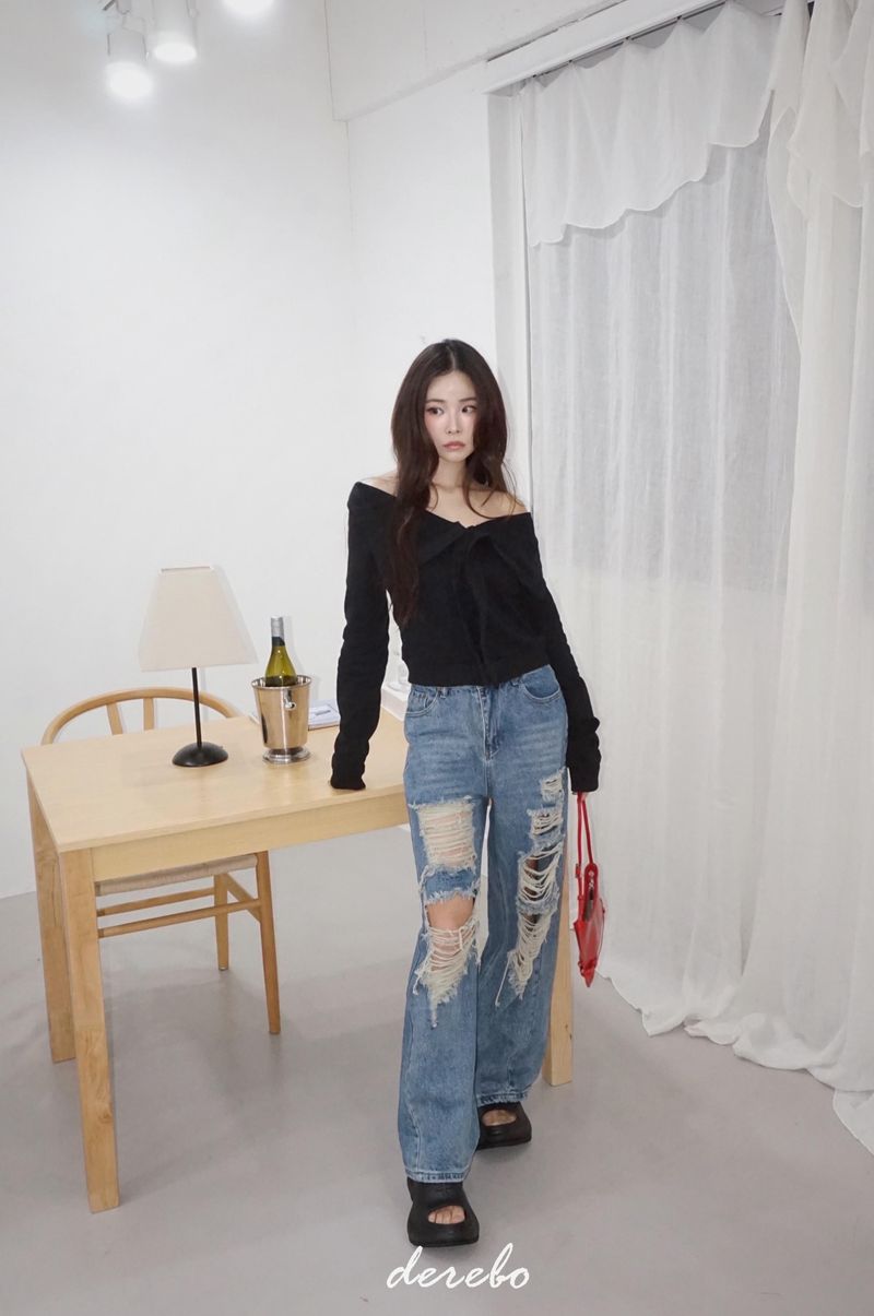 Vintage open wide denim pants