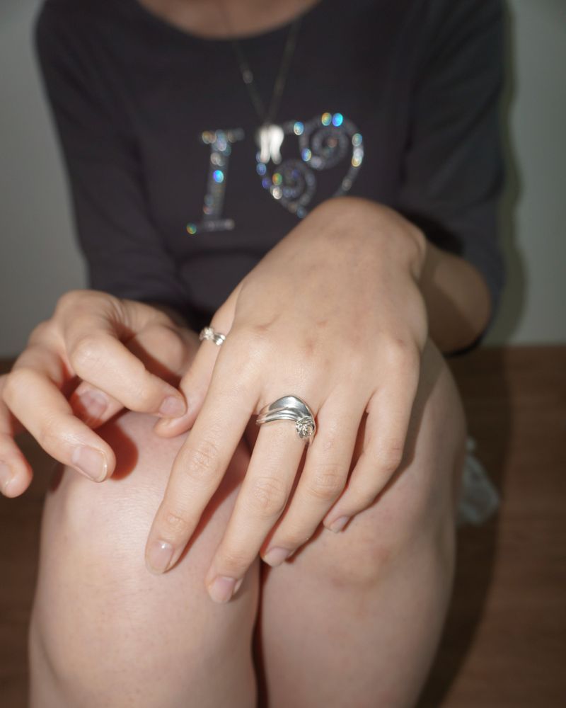 [925SILVER] RUCHE ROSE WAVE FRILL RING