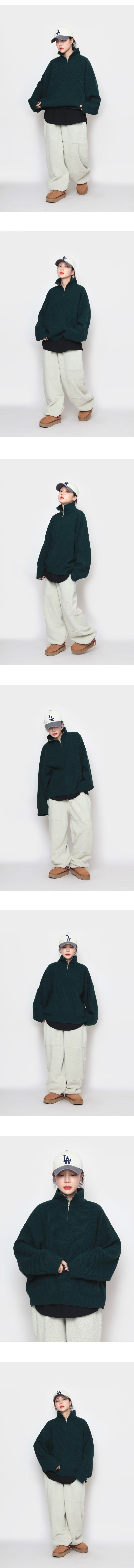 lambswool knitwear half zip-up